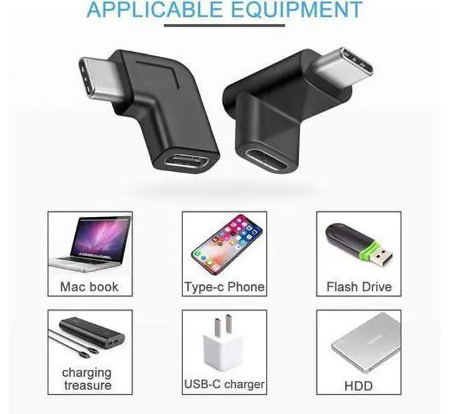 Alt view image 3 of 6 - USB C 90 Degree Adapter Guamar Type C Male to Female Extension Adapter Right & Left and Upward & Downward Angled USB 3.1 Connector for Laptop Tablet Android Mobile Phone MacBook Pro/Air 2 Pack