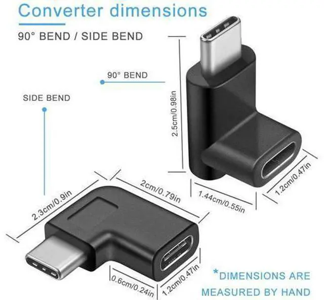 Alt view image 2 of 6 - USB C 90 Degree Adapter Guamar Type C Male to Female Extension Adapter Right & Left and Upward & Downward Angled USB 3.1 Connector for Laptop Tablet Android Mobile Phone MacBook Pro/Air 2 Pack