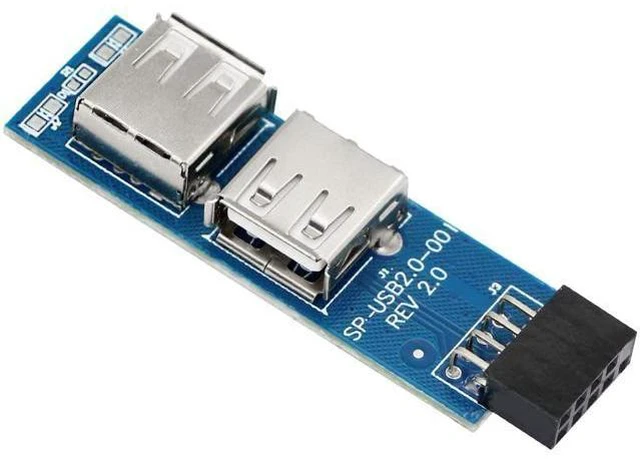 Alt view image 5 of 5 - SinLoon 9pin USB 2.0 Female Pin Dual 2 Port USB Motherboard Header Adapter-1Type for PC (1)