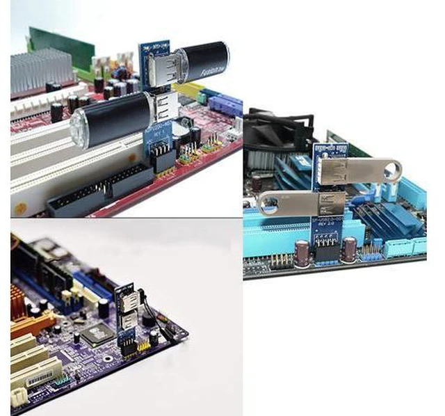 Alt view image 4 of 5 - SinLoon 9pin USB 2.0 Female Pin Dual 2 Port USB Motherboard Header Adapter-1Type for PC (1)