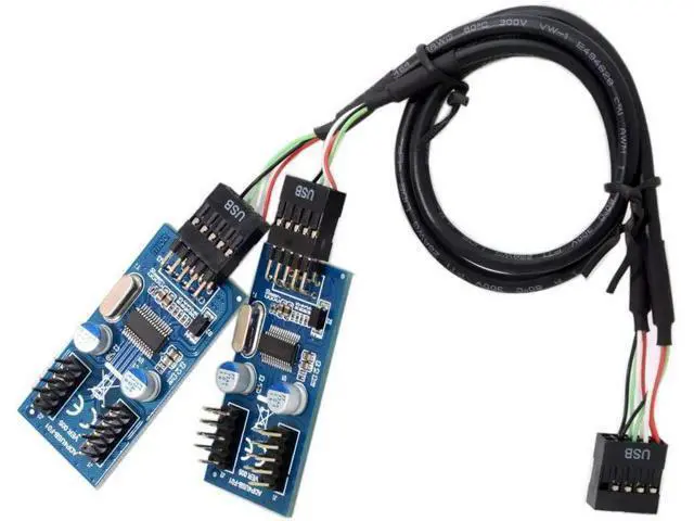 Alt view image 2 of 6 - a Internal 9-Pin USB 2.0 Splitter 1 Male to 4 Female Motherboard Pin to PC Case