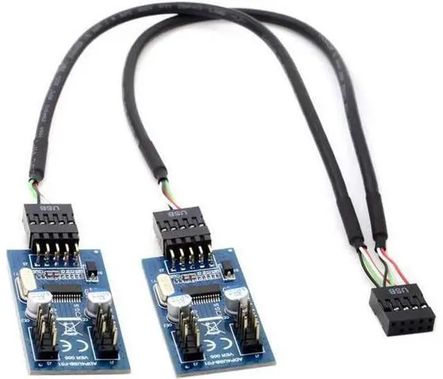 Main image of a Internal 9-Pin USB 2.0 Splitter 1 Male to 4 Female Motherboard Pin to PC Case
