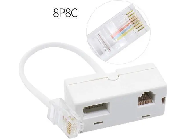Alt view image 4 of 7 - 2 PACK RJ45 to BT RJ11 Secondary Telephone Splitter 2 Way Female to Male Adapter Converter Line Cables Telephone Plug Socket Connector Ethernet For Landline