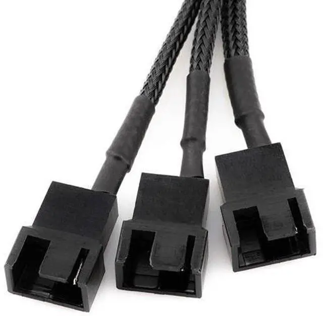 Alt view image 3 of 6 - SATA to 3 x 4Pin PWM Sleeved Fan Power Adapter Cable