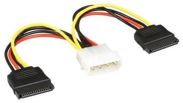 Alt view image 2 of 2 - 5-pack IDE/Molex/IP4/4-pin to 2x SATA Power 15-pin Converter Adapter Cable