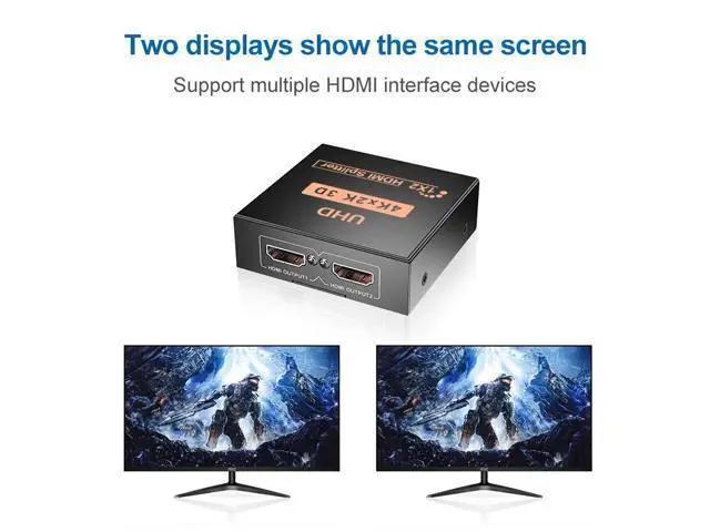 Alt view image 4 of 6 - 4K HDMI Splitter 1 in 4 out HDMI Video Distributor Splitter 1X2 1X4 Splitter 1 in 2 out 1080P Dual Display for HDTV PC Loptop TV(USB Cable) (1080P 1x2)