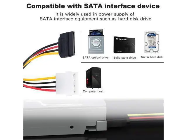 Alt view image 5 of 6 - SATA to Molex Adapter 3 Pack 4Pin Molex to SATA Power Cable SATA 15 Pin Female to Molex 4 Pin Male Power Cable Adapter 8-inch