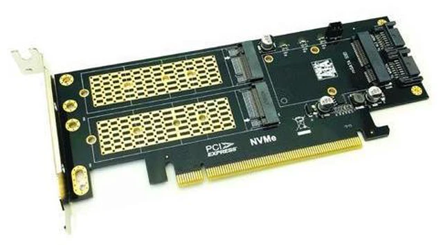 Alt view image 3 of 6 - 3 in 1 NGFF and mSATA SSD Adapter Card M.2 NVME to PCIe 16X/M.2 SATA SSD to SATA III/mSATA to SATA Converter+2 SATA Cable Raiser