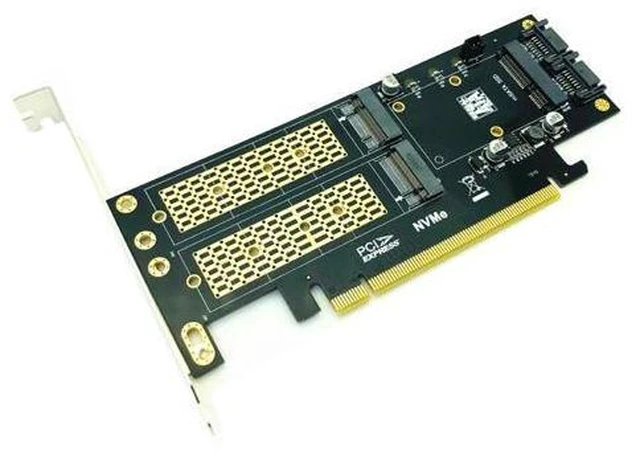 Alt view image 2 of 6 - 3 in 1 NGFF and mSATA SSD Adapter Card M.2 NVME to PCIe 16X/M.2 SATA SSD to SATA III/mSATA to SATA Converter+2 SATA Cable Raiser