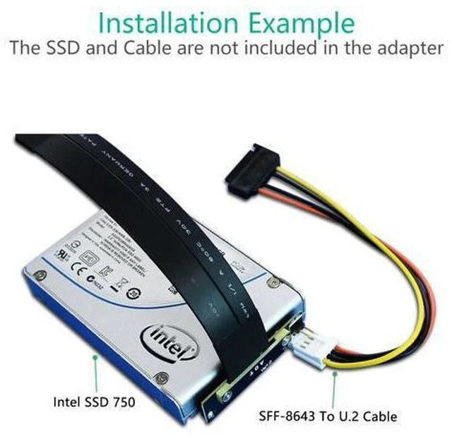 Alt view image 4 of 6 - Riser Cable 20cm SFF-8639 U.2 to NGFF M.2 Key M Extension Cable Flexible Cable Riser Card Extension Port Adapter for U2 NVME SSD