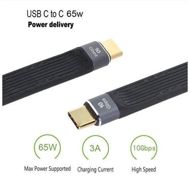 Alt view image 3 of 3 - Type-C USB-C Male to Male USB 3.1 10Gbps Flat Slim FPC Data Cable for Laptop & Phone 13cm