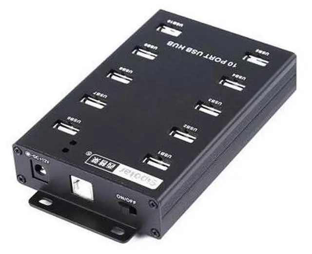 Main image of Sipolar A-300 metal 10 Ports USB 2.0 Powered Hub -USB Extension Splitter for Bitcoin Minings with 12V 5A 60W Power Adapter On/Off Switch Din-Rail