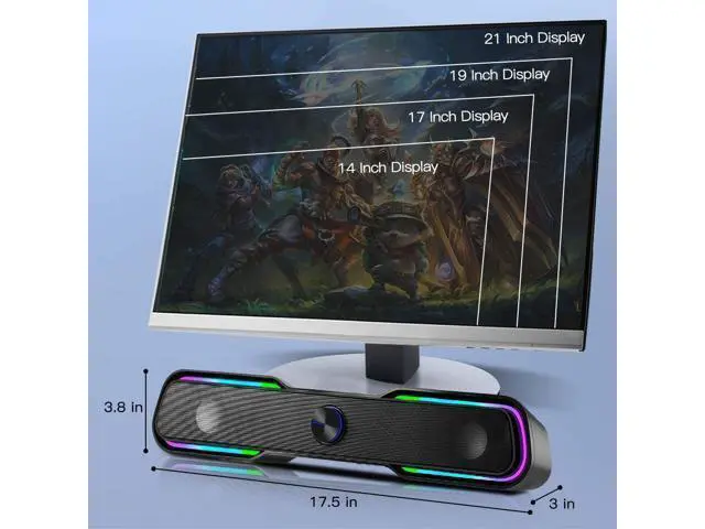 Alt view image 6 of 7 - Computer Speakers,ARCHEER PC RGB Gaming Speakers Wired Computer Soundbar Bluetooth 5.0 USB Powered Desktop Speakers with Stereo Bass LED Light for Desktop PC Laptop Tablet Smartphones (10W/Black)