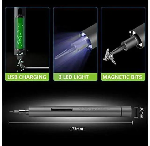 Alt view image 4 of 7 - Wowstick 1F+ 69 In 1 Mini Electric Screwdriver, Precision Screwdriver Set with 56 Magnetic Precision Bits & LED Light, Rechargeable Automatic Screwdriver for Toys, Mobile Phones, Computers