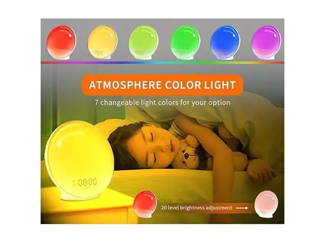 Alt view image 4 of 7 - Sunrise Alarm Clock Wake up Light up Alarm Clock Sunrise Wake up Light Alarm Clock for Bedroom Sunlight Alarm Clock Kids Smart Digital Clock Radio Gradual Light Color Changing Dawn Simulator