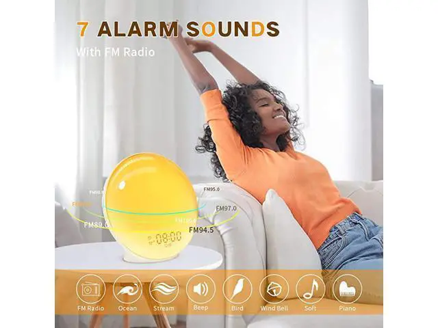 Alt view image 2 of 7 - Sunrise Alarm Clock Wake up Light up Alarm Clock Sunrise Wake up Light Alarm Clock for Bedroom Sunlight Alarm Clock Kids Smart Digital Clock Radio Gradual Light Color Changing Dawn Simulator