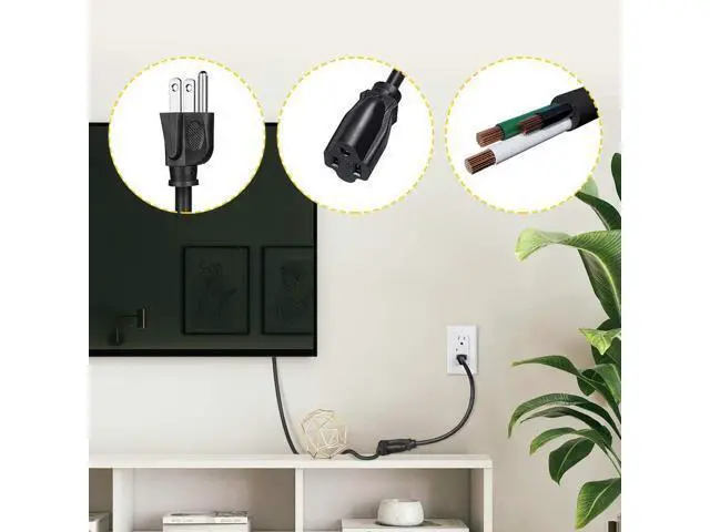 Alt view image 6 of 7 - 10 Pack Short Extension Cord 1 Foot Power Cord 16 AWG SJTW Weatherproof Extension Cable for Indoor Outdoor Use 3 Prong Grounded Outlets Plugs NEMA 5-15P to NEMA 5-15R Black UL Listed