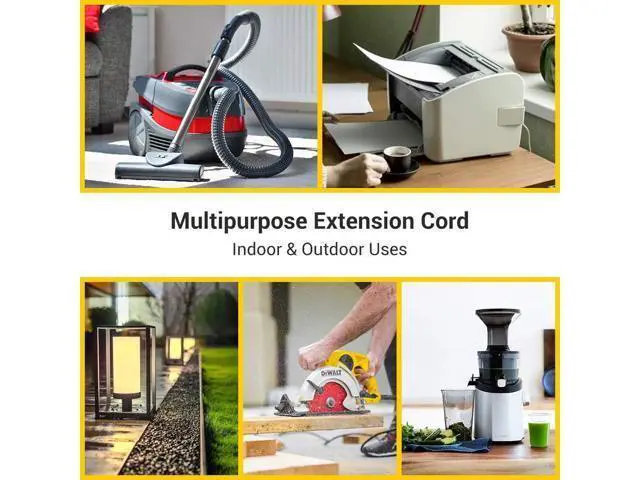 Alt view image 7 of 7 - 10 Pack Short Extension Cord 1 Foot Power Cord 16 AWG SJTW Weatherproof Extension Cable for Indoor Outdoor Use 3 Prong Grounded Outlets Plugs NEMA 5-15P to NEMA 5-15R Black UL Listed