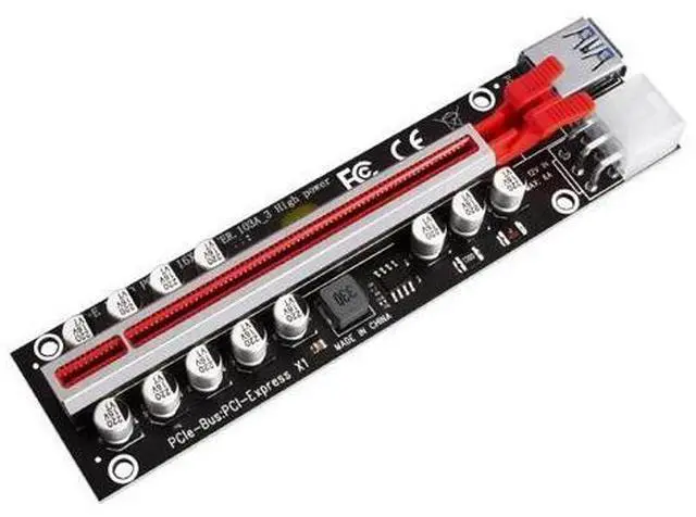 Alt view image 5 of 6 - PCIE Riser for Video Card VER103A-3 Riser PCI Express X16 High Power 12 Capacitor SATA to 6Pin Cable USB3.0 Cable for BTC Mining