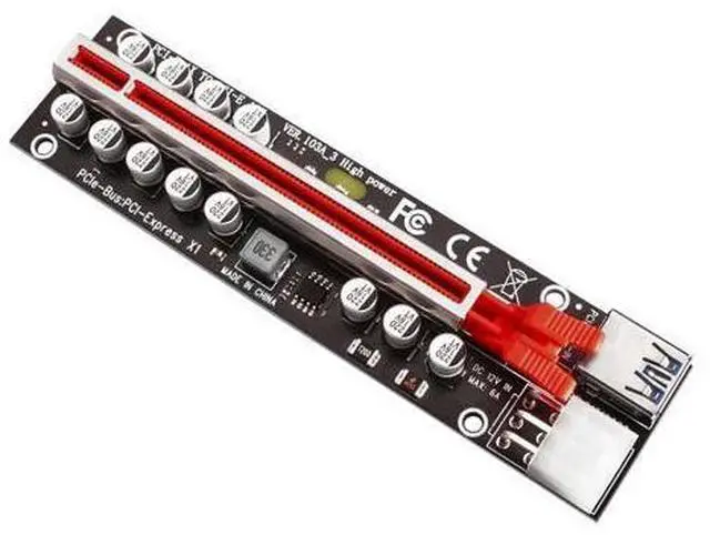 Alt view image 6 of 6 - PCIE Riser for Video Card VER103A-3 Riser PCI Express X16 High Power 12 Capacitor SATA to 6Pin Cable USB3.0 Cable for BTC Mining