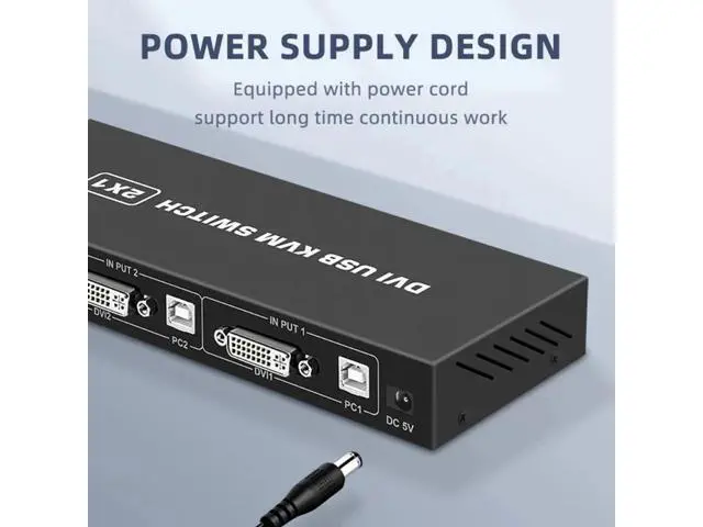 Alt view image 4 of 6 - 2 Ports DVI KVM Switch USB DVI KVM Switch Box for Sharing Keyboard Mouse Printer Plug Paly Video Display USB Swltch Splitter