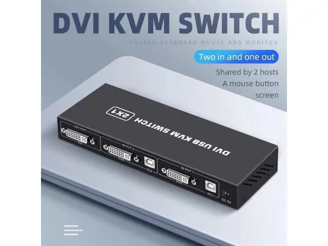 Alt view image 2 of 6 - 2 Ports DVI KVM Switch USB DVI KVM Switch Box for Sharing Keyboard Mouse Printer Plug Paly Video Display USB Swltch Splitter