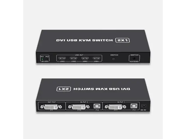 Alt view image 5 of 6 - 2 Ports DVI KVM Switch USB DVI KVM Switch Box for Sharing Keyboard Mouse Printer Plug Paly Video Display USB Swltch Splitter