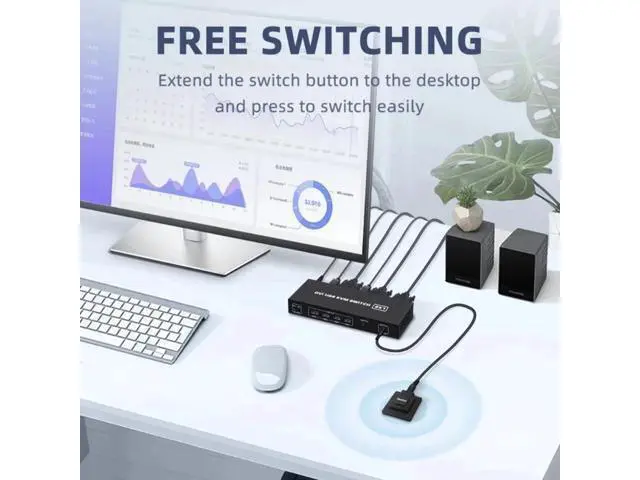 Alt view image 3 of 6 - 2 Ports DVI KVM Switch USB DVI KVM Switch Box for Sharing Keyboard Mouse Printer Plug Paly Video Display USB Swltch Splitter