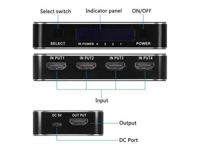 Alt view image 3 of 5 - 2022 Best 4K Switch 2.0 Support RGB 4:4:4 HDR Switch 4K 60Hz 2.0 Switch Remote IR UHD 4 Port Switch Switcher