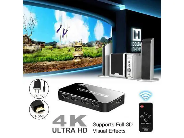 Alt view image 4 of 5 - 2022 Best 4K Switch 2.0 Support RGB 4:4:4 HDR Switch 4K 60Hz 2.0 Switch Remote IR UHD 4 Port Switch Switcher