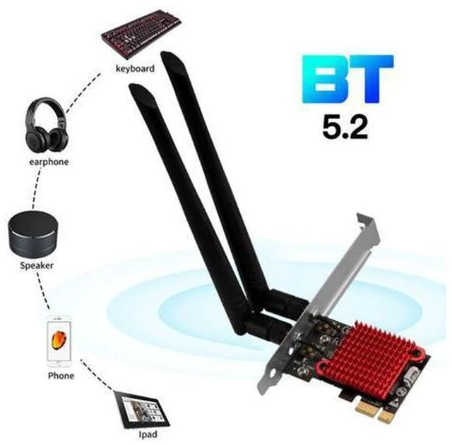 Alt view image 3 of 3 - WiFi 6 PCIE Wireless Adapter Tri band Intel AX210 Wireless Wi Fi 6E 802.11AX 5374M Desktop Network Card Bluetooth 5.2 Support 6G
