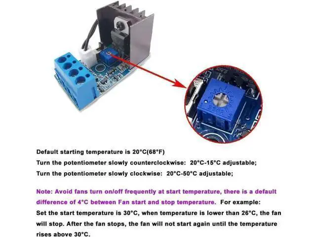 Alt view image 5 of 7 - DC 12V 1A Automatic Temperature Controlled Fan Speed Controller with Sensor, Supports 2/3/4 Wire PC CPU & Case Fans