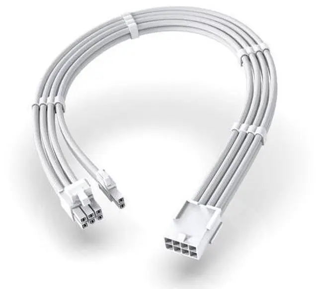 Main image of PCIE 8-Pin Female to 8-Pin (6+2) Male Power Supply Adapter Extension Cable for Graphics Card or PCIE Device 11.8 inch (30 cm)-All White