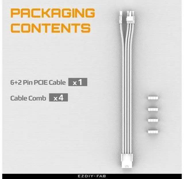Alt view image 6 of 7 - PCIE 8-Pin Female to 8-Pin (6+2) Male Power Supply Adapter Extension Cable for Graphics Card or PCIE Device 11.8 inch (30 cm)-All White
