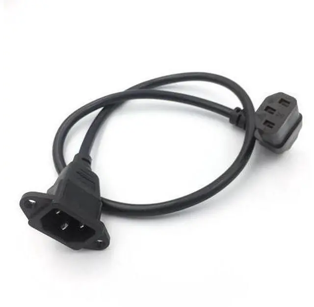 Main image of IEC320 C14 to C13 Extension cord C14 with screw holes and C13 Angled 60cm lenght H05VV-F 3G (Up Angel) (0.3M)