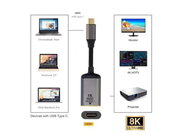Alt view image 6 of 7 - CY USB4 USB-C Type-C Source to Female HDMI 2.0 Cable Display 8K 60HZ UHD 4K HDMI Male Monitor