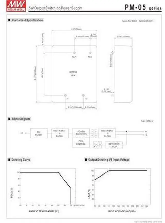 Alt view image 3 of 3 - MW PM-05-5 5V 1A 5W Green Open Frame Single Output Switching Power Supply