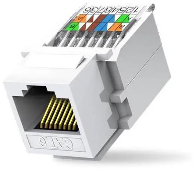 Main image of 10-Pack Cat6 Tool-Less RJ45 Keystone Jack, No Punch-Down Tool Required Module Coupler (Not Compatible with Patch Panel), White