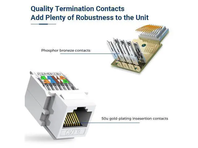 Alt view image 3 of 6 - 10-Pack Cat6 Tool-Less RJ45 Keystone Jack, No Punch-Down Tool Required Module Coupler (Not Compatible with Patch Panel), White