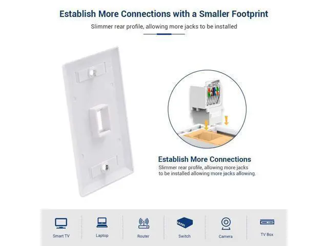 Alt view image 4 of 6 - 10-Pack Cat6 Tool-Less RJ45 Keystone Jack, No Punch-Down Tool Required Module Coupler (Not Compatible with Patch Panel), White