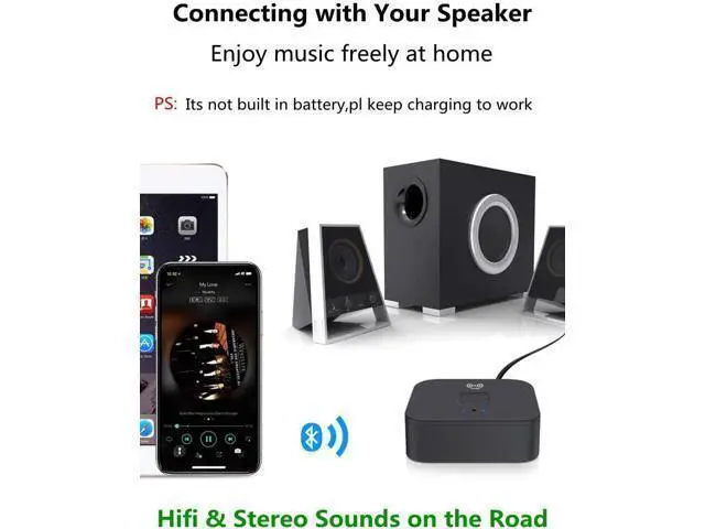 Alt view image 4 of 4 - Bluetooth Receiver for Home Stereo RCA, 3.5mm AUX Wireless Audio Adapter for Home and Car Stereo System,NFC-Enabled