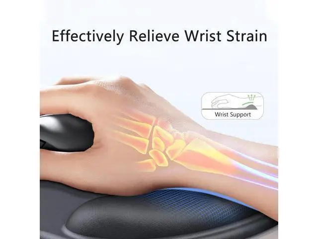 Alt view image 2 of 7 - Ergonomic Mouse Pad with Wrist Rest, Gel Wrist Support Mousepad, Pain Relief Laptop Computer Mouse Pad, Non-Slip Mouse Pads for Office & Home (Black)