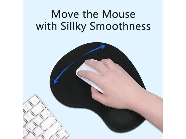 Alt view image 4 of 7 - Ergonomic Mouse Pad with Wrist Rest, Gel Wrist Support Mousepad, Pain Relief Laptop Computer Mouse Pad, Non-Slip Mouse Pads for Office & Home (Black)