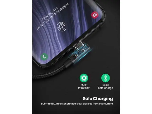 Alt view image 6 of 7 - USB to USB C Cable 90 Degree USB C Fast Charging Cord Compatible with iPhone 17/16/16 Plus/16 Pro/16 Pro Max/15/Samsung Galaxy S10/S10+/Pixel 9/6a/LG G8/G7/Pixel/Switch, etc, 1.6FT
