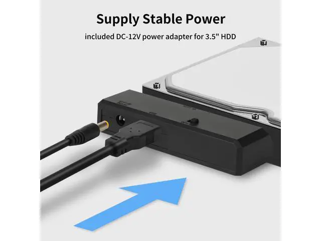 Alt view image 3 of 6 - SATA to USB Adapter for 2.5 3.5 Inch HDD/SSD Hard Drive Disk, Optical Drive, with 12V2A Power Adapter, 2-in-1 SATA to USB Adapter