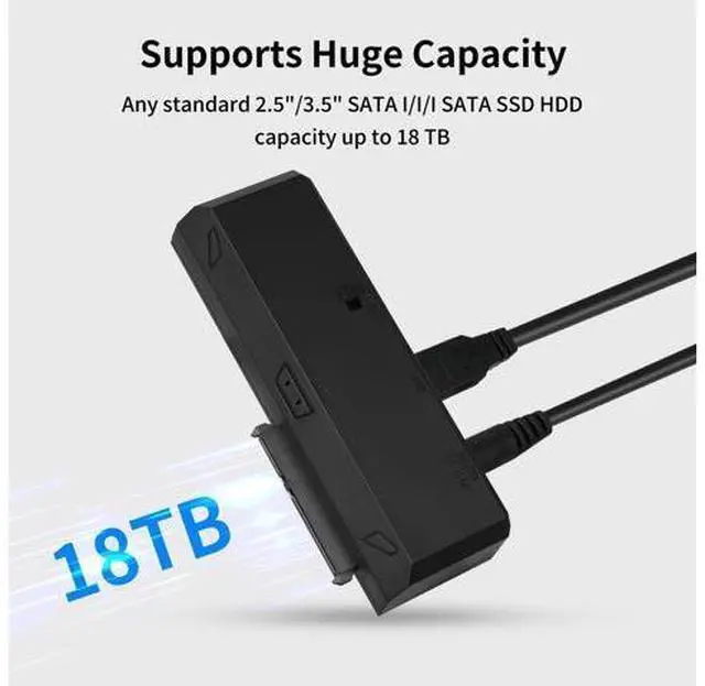 Alt view image 2 of 6 - SATA to USB Adapter for 2.5 3.5 Inch HDD/SSD Hard Drive Disk, Optical Drive, with 12V2A Power Adapter, 2-in-1 SATA to USB Adapter