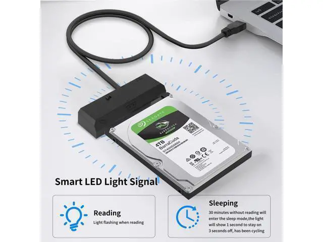 Alt view image 4 of 6 - SATA to USB Adapter for 2.5 3.5 Inch HDD/SSD Hard Drive Disk, Optical Drive, with 12V2A Power Adapter, 2-in-1 SATA to USB Adapter