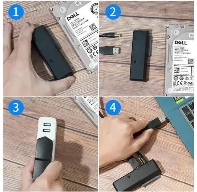 Alt view image 6 of 6 - SATA to USB Adapter for 2.5 3.5 Inch HDD/SSD Hard Drive Disk, Optical Drive, with 12V2A Power Adapter, 2-in-1 SATA to USB Adapter