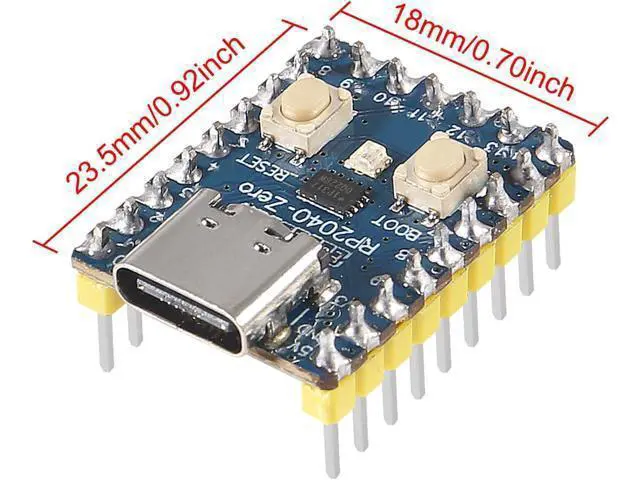 Alt view image 4 of 7 - 3PCS RP2040-Zero RP2040 USB-C Connector Compatible with Raspberry Pi Microcontroller PICO Development Board Module Dual-core Cortex M0+ Processor 2MB Flash Support C/C++ MicroPython