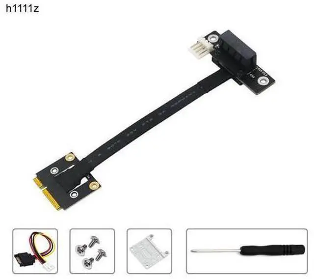 Main image of Add On Cards 270 Degree Mini PCIe To PCI-E 1X Adapter Cable Mini PCI Express to PCI-E X1 Riser 4Pin Power Connector for Extender